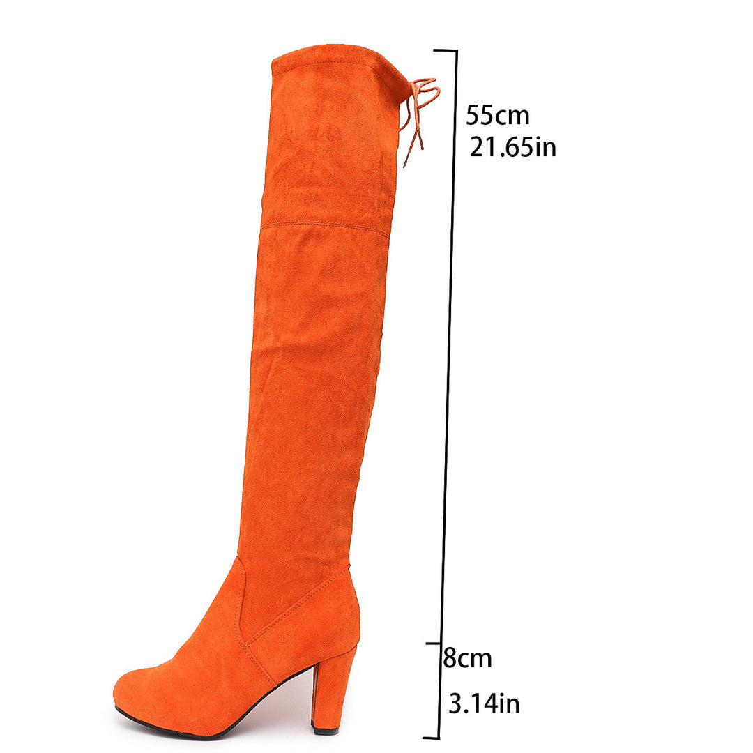 Damen Overknee-Stiefel mit modernem Design und elegantem Blockabsatz Heidi-Mode