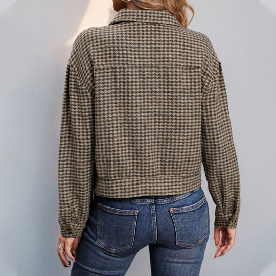 Damen lässige Karojacke mit modernen Knopfdetails Heidi-Mode