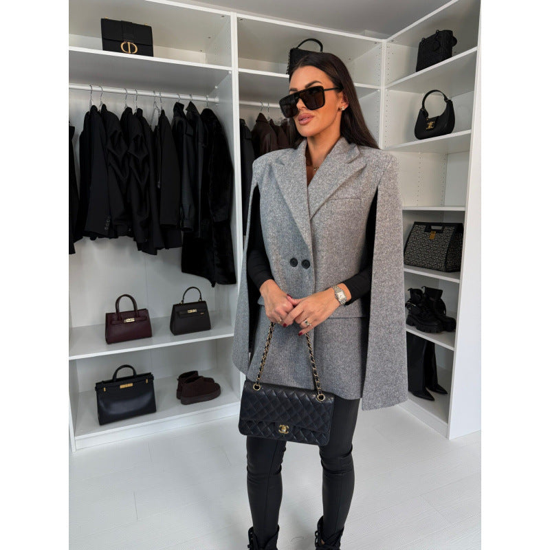Damen zweireihiger Cape Blazer Heidi-Mode