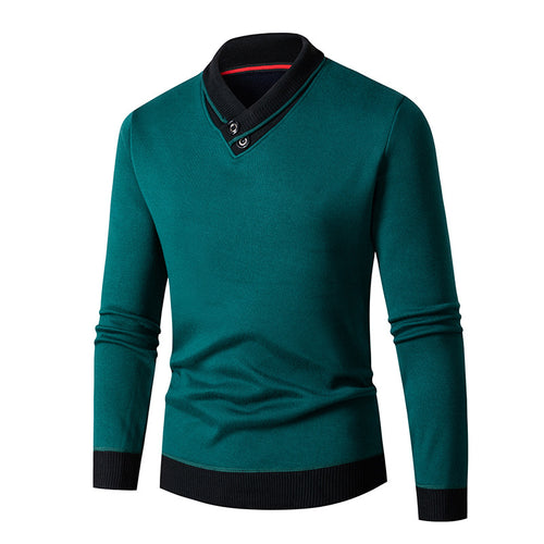 Herren Pullover mit modernem Schalkragen und Knopfdetails Heidi-Mode