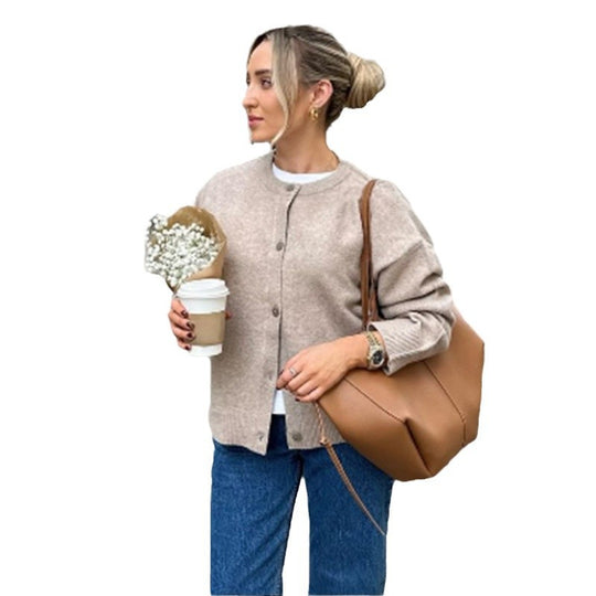 Damen leichte Strickjacke mit Knopfdetails und modischem Schnitt Heidi-Mode
