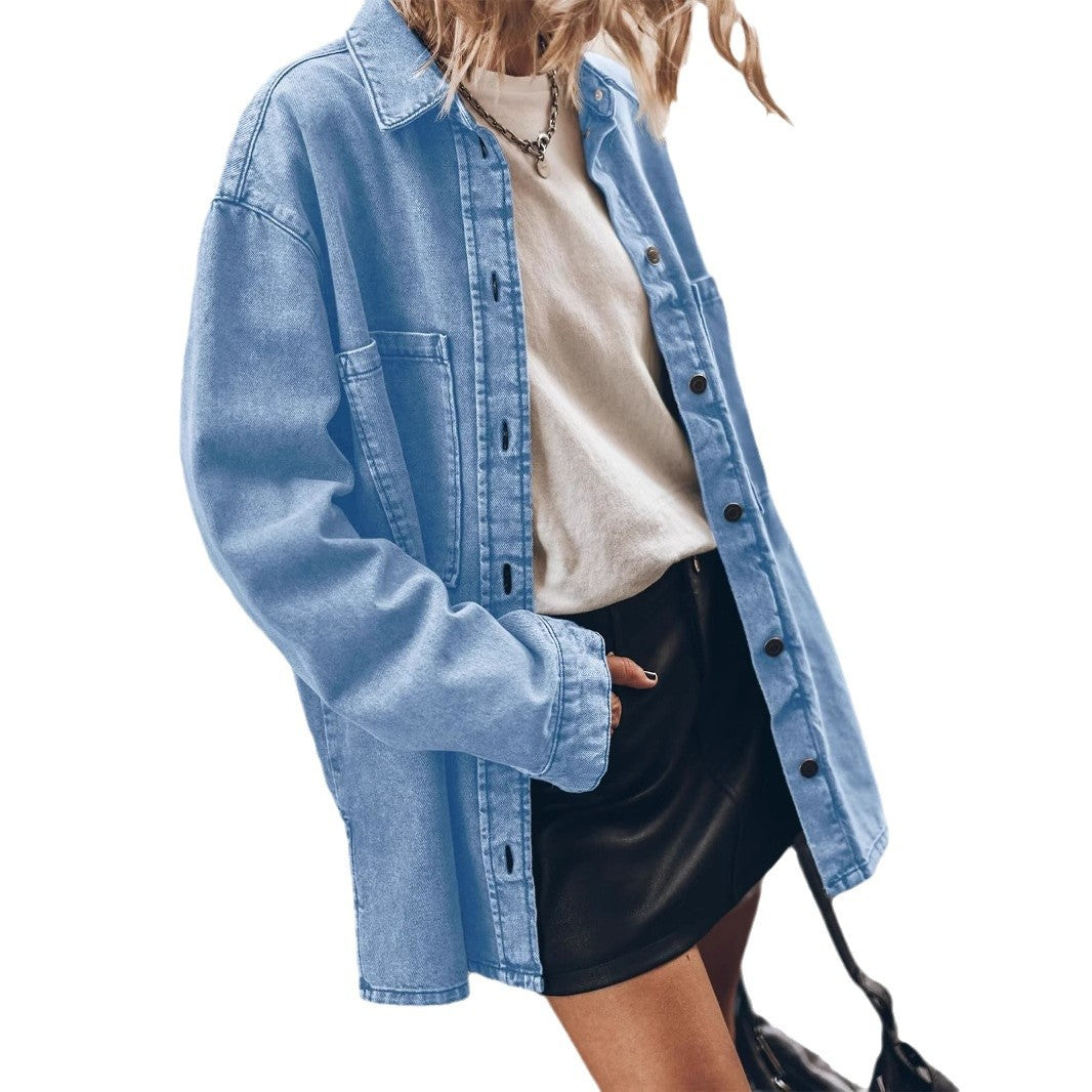 Damen Oversized Jeansjacke mit modischen Details und praktischen Taschen Heidi-Mode