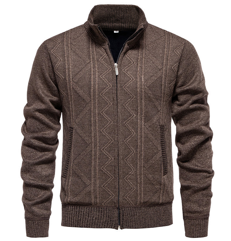 Herren Strickjacke mit hochwertigem Zipper und strukturiertem Design Heidi-Mode