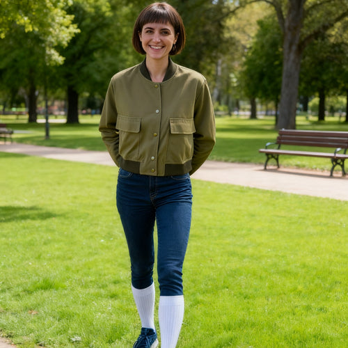 Damen Bomberjacke mit praktischen großen Taschen und elastischen Bündchen Heidi-Mode