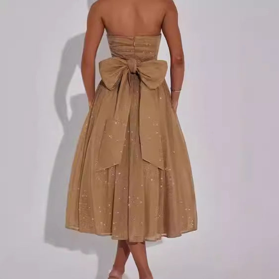 Damen Elegantes strapless Cocktailkleid mit gerafftem Oberteil und A-Linie Heidi-Mode