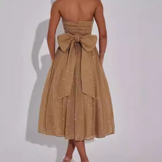 Damen Elegantes strapless Cocktailkleid mit gerafftem Oberteil und A-Linie Heidi-Mode