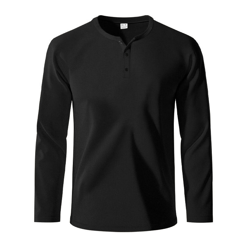 Herren Langarm-Henley-Shirt aus atmungsaktivem Strukturstoff Heidi-Mode