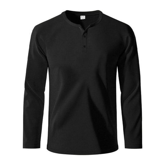 Herren Langarm-Henley-Shirt aus atmungsaktivem Strukturstoff Heidi-Mode