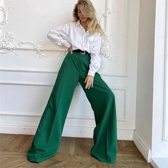 Damen Weite Palazzo-Hose mit eleganter Taillierung und modischem Schnitt Heidi-Mode