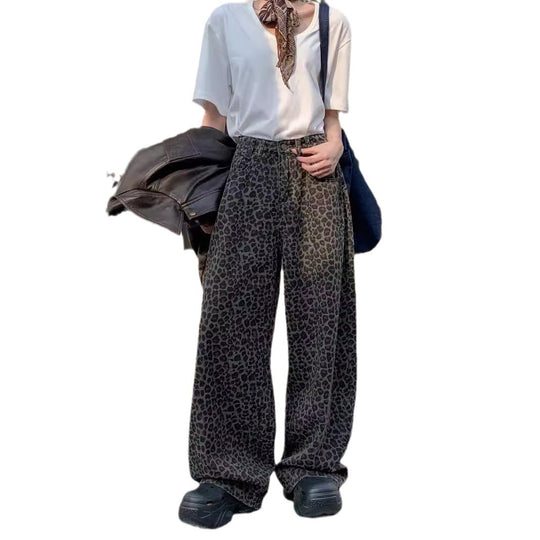 Damen Weite Leoparden-Hose mit elastischem Bund Heidi-Mode