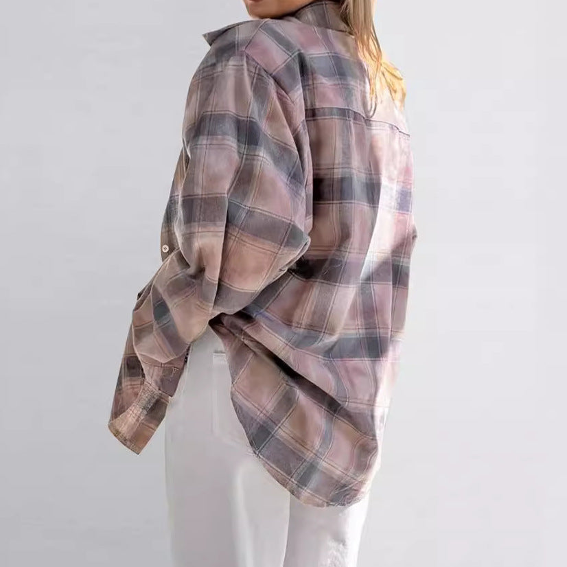 Damen Oversized Karohemd aus leichtem Baumwollmix mit modernen Schnittdetails Heidi-Mode