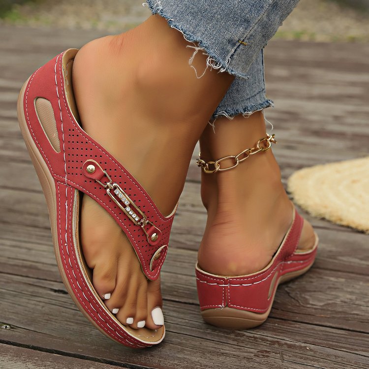 Damen Komfort Sandalen mit anatomischem Fußbett und luftdurchlässigem Obermaterial Heidi-Mode
