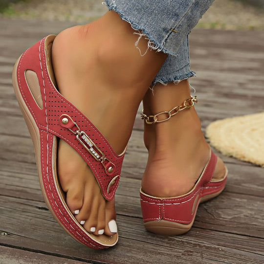 Damen Komfort Sandalen mit anatomischem Fußbett und luftdurchlässigem Obermaterial Heidi-Mode