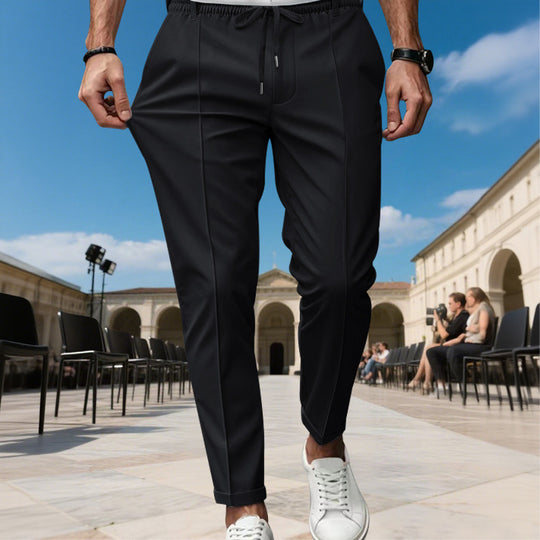 Herren moderne Chinohose mit bequemem elastischem Bund und praktischen Seitentaschen Heidi-Mode