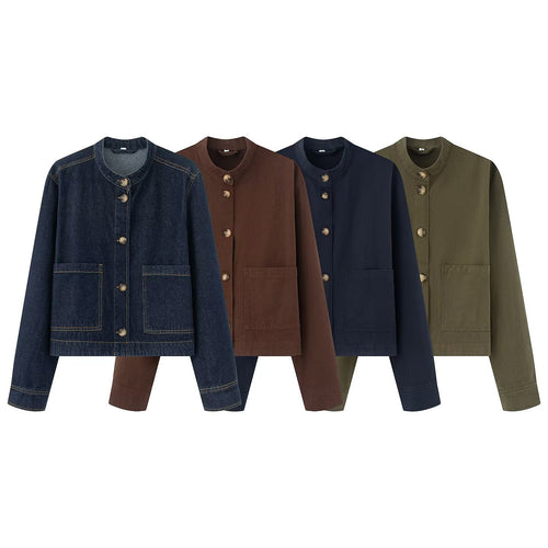 Damen Baumwolljacke mit Knopfleiste und praktischen Taschen Heidi-Mode