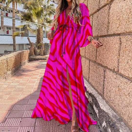 Heidi-Mode | Bodenlanger Lebhaft Bunter Duster Kleid