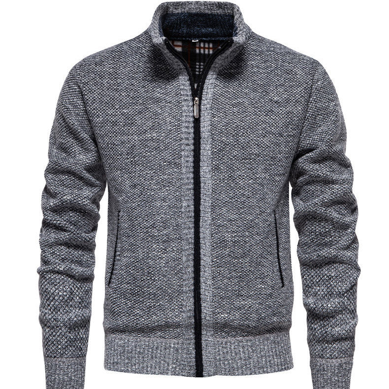 Herren sportliche Strickjacke mit Stehkragen Heidi-Mode