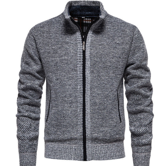 Herren sportliche Strickjacke mit Stehkragen Heidi-Mode