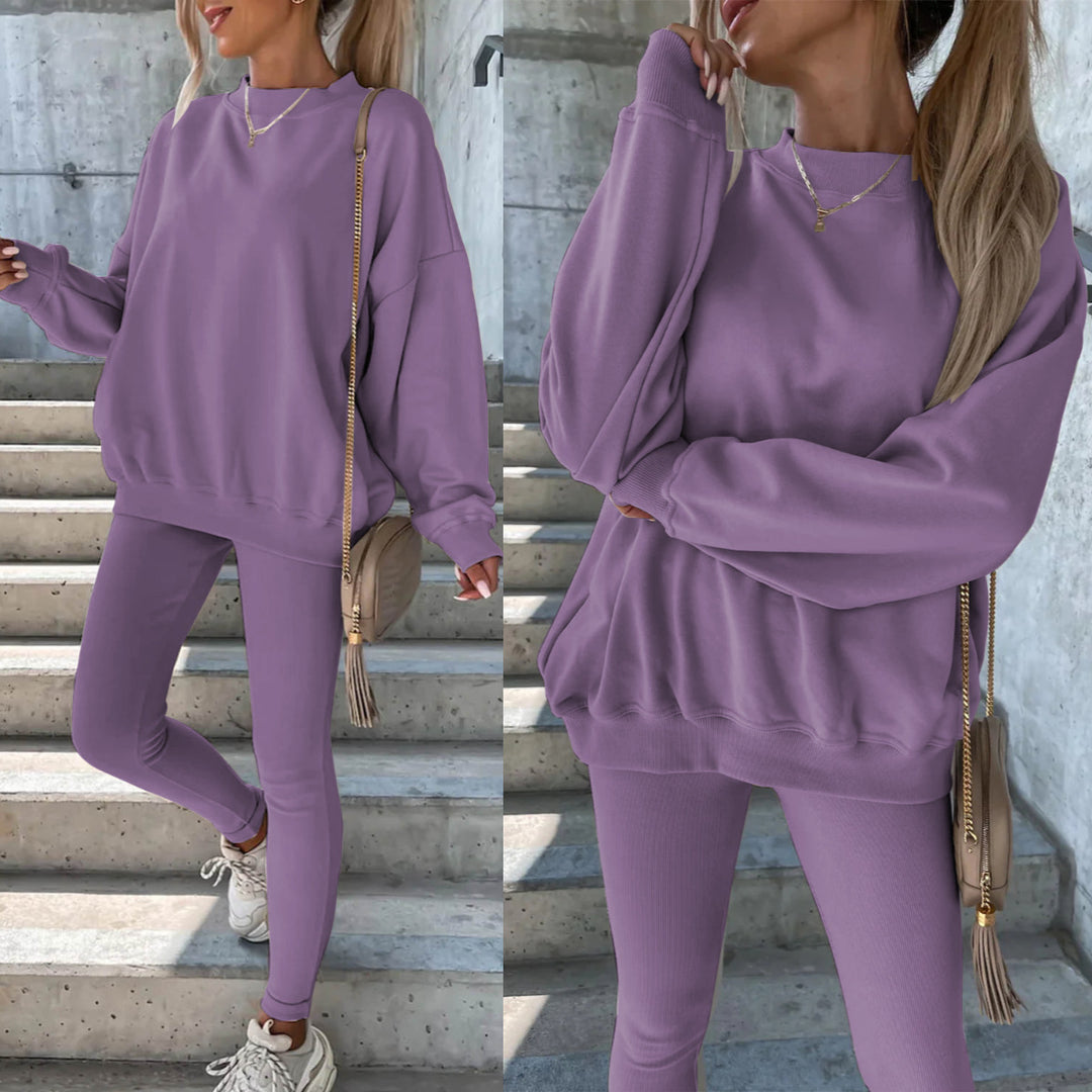 Damen Oversized Sweatshirt mit weitem Schnitt und strukturierten Ärmeln Heidi-Mode