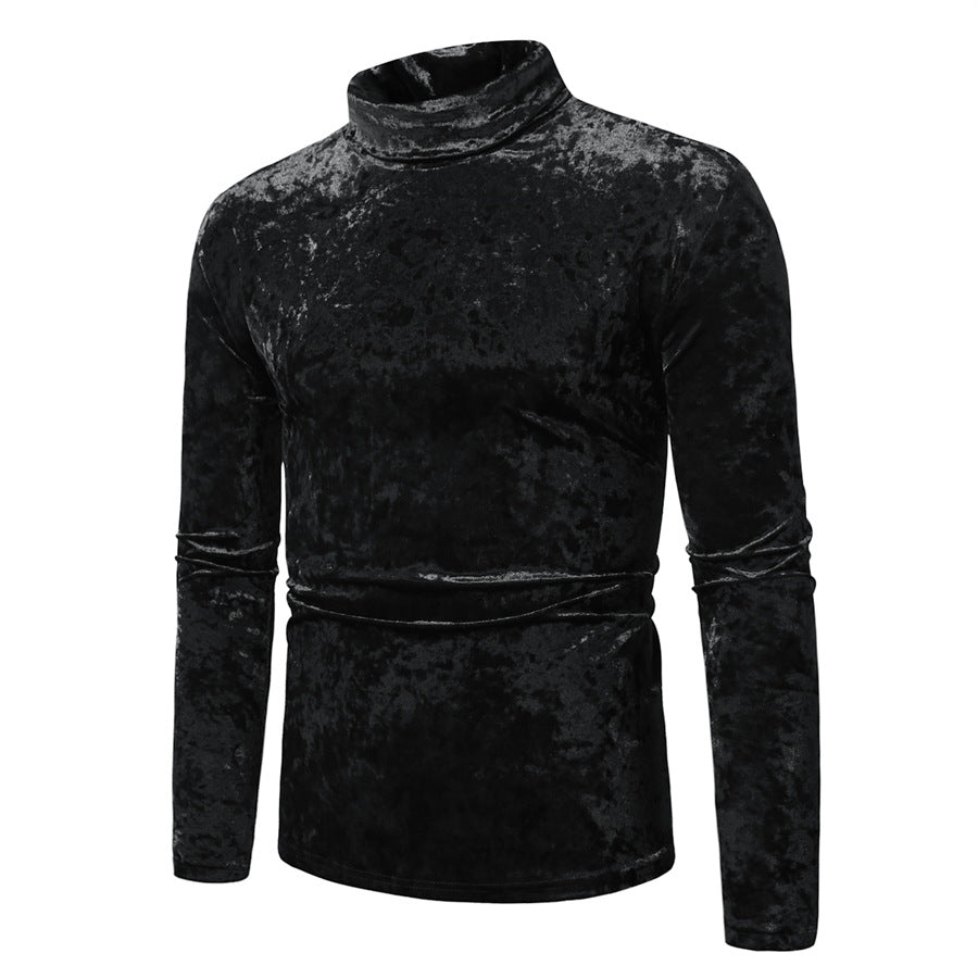 Herren Eleganter Rollkragenpullover aus weichem Samtstoff Heidi-Mode