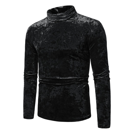 Herren Eleganter Rollkragenpullover aus weichem Samtstoff Heidi-Mode