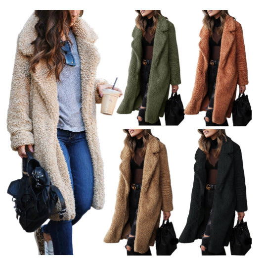 Damen Kuscheliger Teddy-Mantel mit großzügigem Schnitt und zwei praktischen Taschen Heidi-Mode