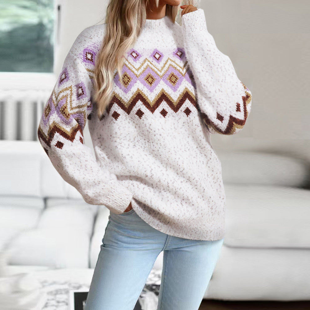 Damen Strickpullover mit geometrischem Muster Heidi-Mode