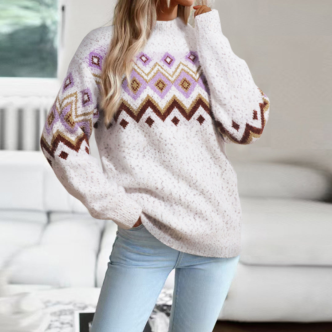 Damen Strickpullover mit geometrischem Muster Heidi-Mode