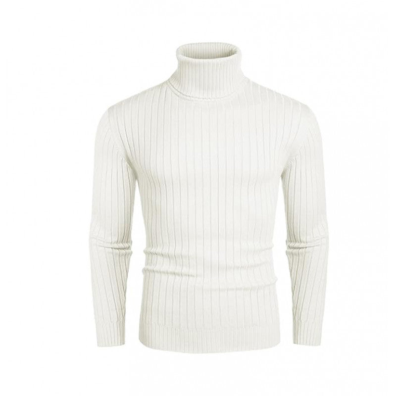 Herren Rollkragenpullover aus elastischem Strickmaterial mit feinem Rippendesign Heidi-Mode