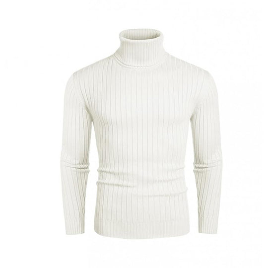 Herren Rollkragenpullover aus elastischem Strickmaterial mit feinem Rippendesign Heidi-Mode