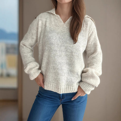 Damen lässiger Pullover mit voluminösen Ärmeln und modernem Strukturstrick Heidi-Mode