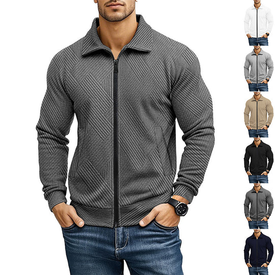 Herren bequeme und stylische Kapuzenjacke mit strukturiertem Gewebe Heidi-Mode