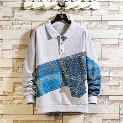 Herren stylisches Polo-Pullover mit Paisley-Design und klassischem Kragen Heidi-Mode