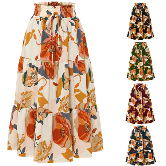 Damen Midirock mit floralem Design Heidi-Mode
