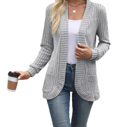 Damen Strickjacke mit offenen Front und praktischen Taschen Heidi-Mode