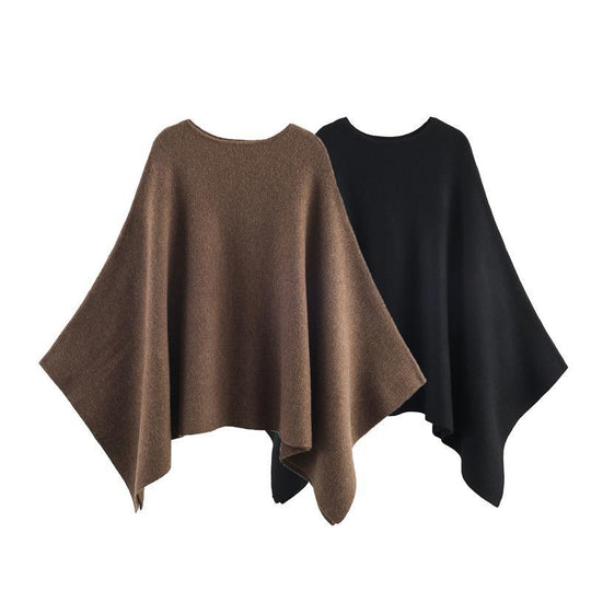 Damen eleganter PONCHO aus hochwertigem Material mit asymmetrischem Schnitt Heidi-Mode