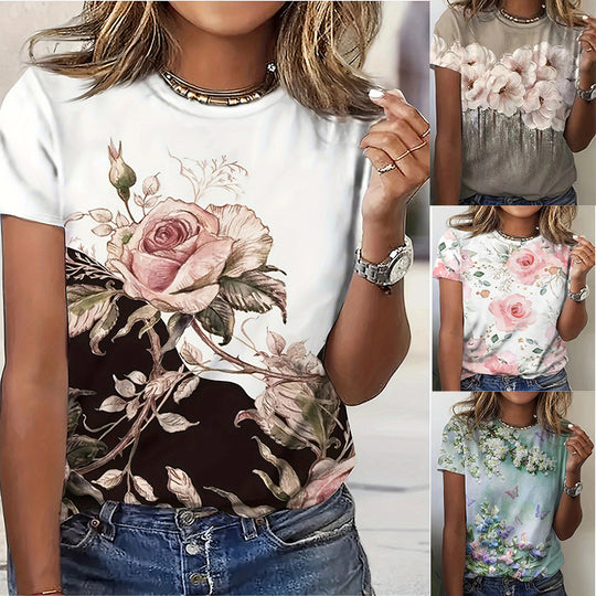 Damen T-Shirt mit floralem Design und modernem Schnitt Heidi-Mode