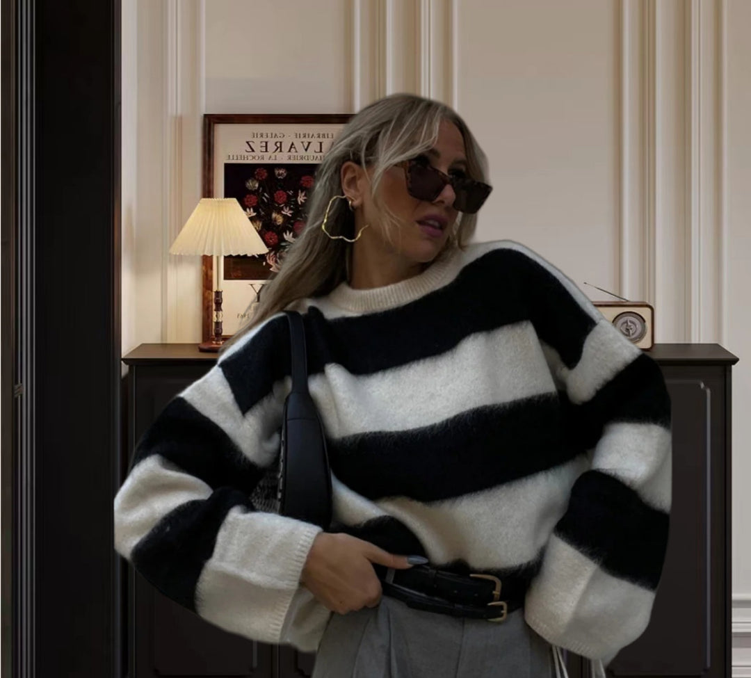 Damen Grobstrick Pullover mit lässiger Passform und oversized Schnitt Heidi-Mode
