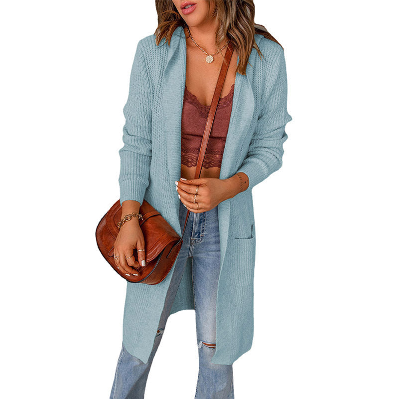 Damen Strickmantel mit offenen Vorderteilen und Taschen Heidi-Mode
