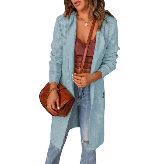 Damen Strickmantel mit offenen Vorderteilen und Taschen Heidi-Mode