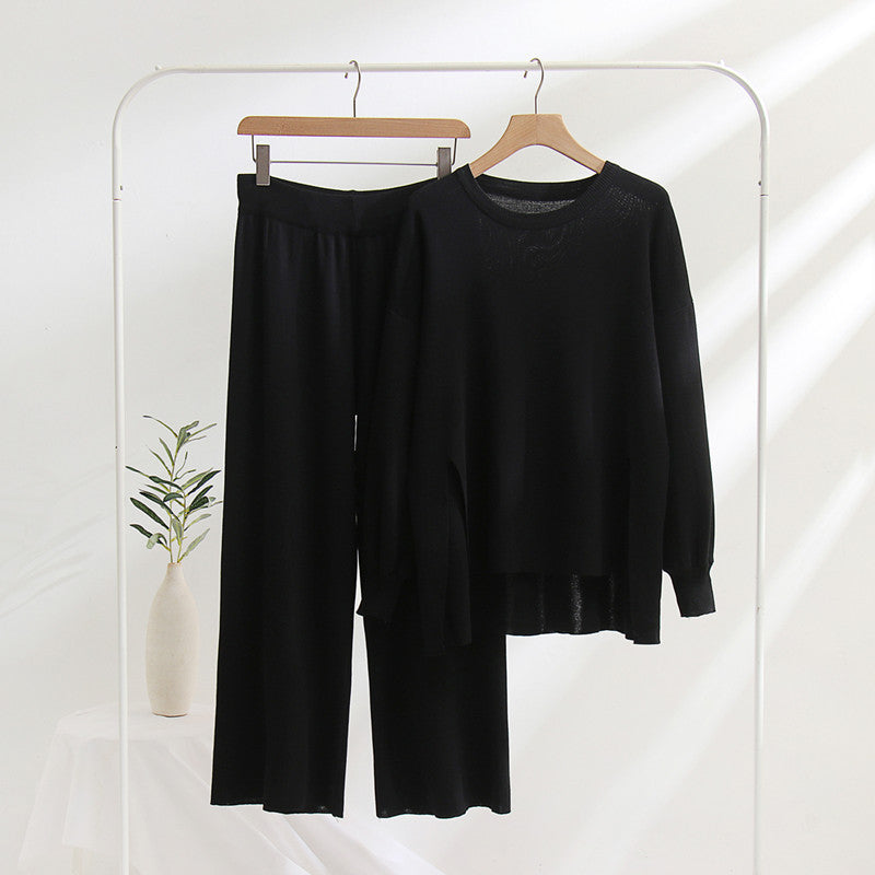 Damen lässiges Strickoberteil und Hose Set Heidi-Mode