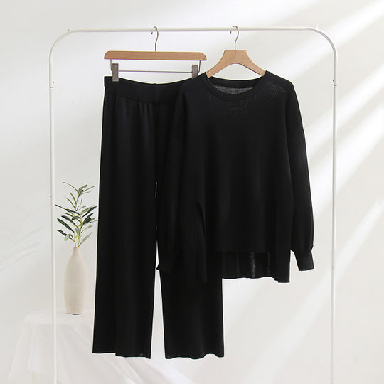 Damen lässiges Strickoberteil und Hose Set Heidi-Mode