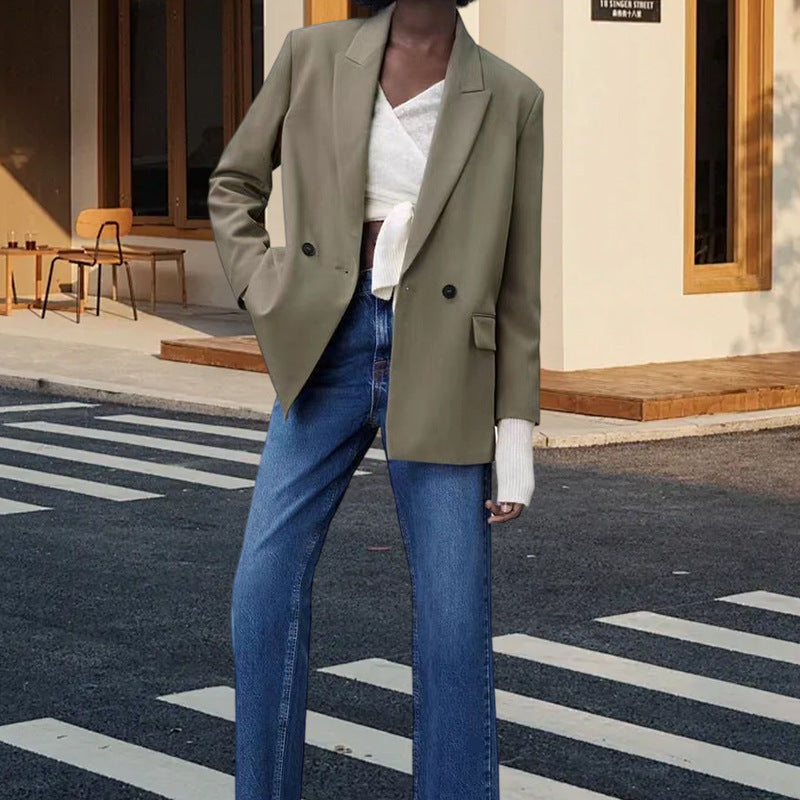 Damen Eleganter Blazer mit doppelt geknöpften Lappen Heidi-Mode