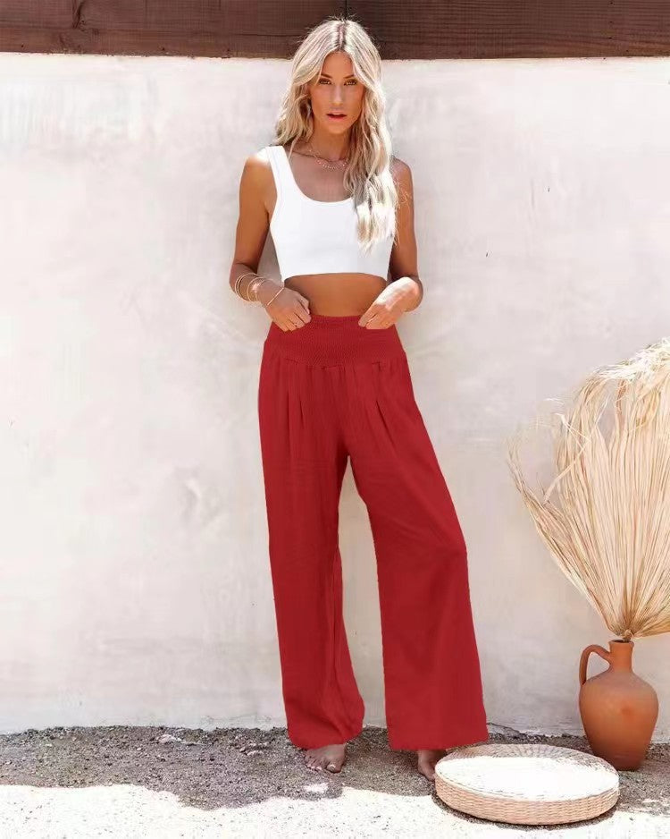 Damen Weite Sommerhose mit elastischem Bund und lockerer Passform Heidi-Mode