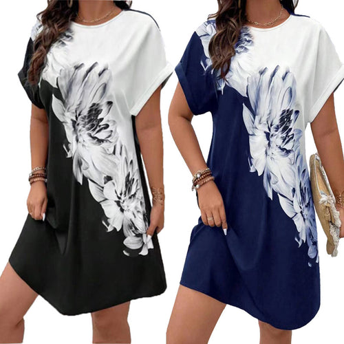Damen Blusenkleid mit floralem Druck und kurzem Arm Heidi-Mode