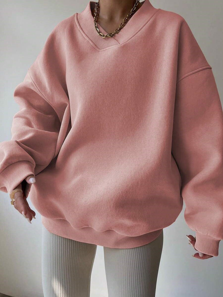 Damen oversized V-Ausschnitt Pullover Heidi-Mode