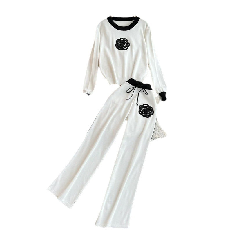 Damen elegantes und komfortables Freizeit-Set mit floralem Design Heidi-Mode