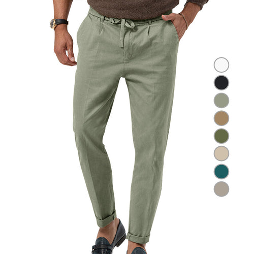 Herren entspannte Chinohose mit verstellbarem Kordelzug und seitlichen Taschen Heidi-Mode