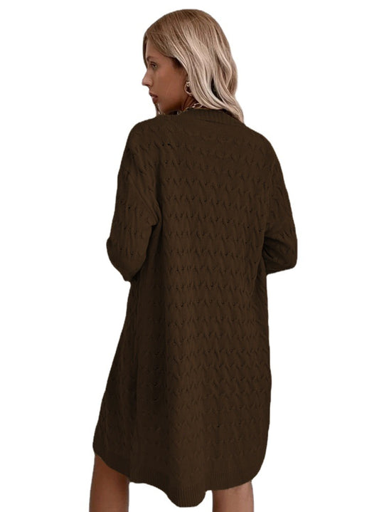 Damen Großer Strickmantel mit strukturiertem Muster und lässigem Schnitt Heidi-Mode