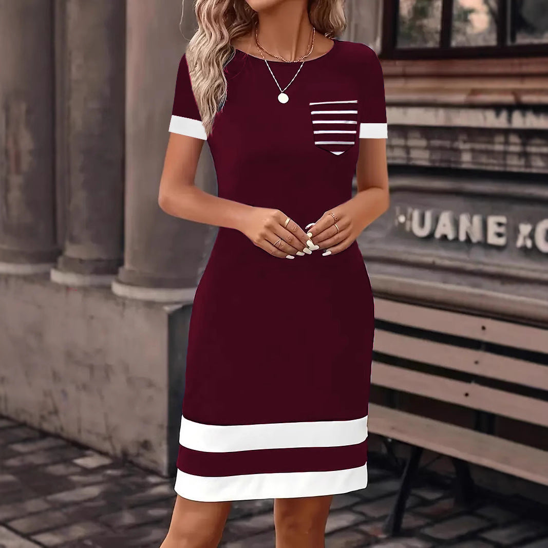 Damen Freizeitkleid mit modischem Streifendesign und praktischer Brusttasche Heidi-Mode